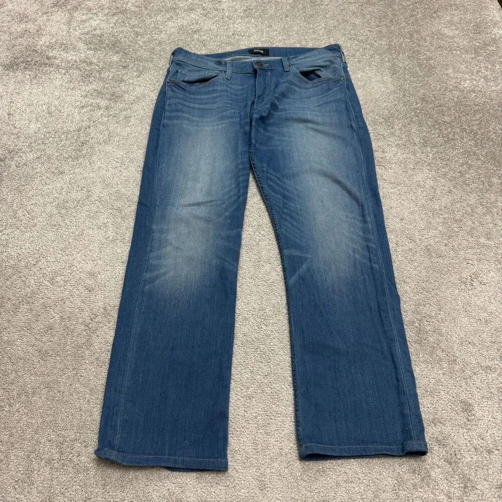 Paige Federal Hammonds Straight Slim Denim Jeans Men 34 Blue Medium Wash Stretch